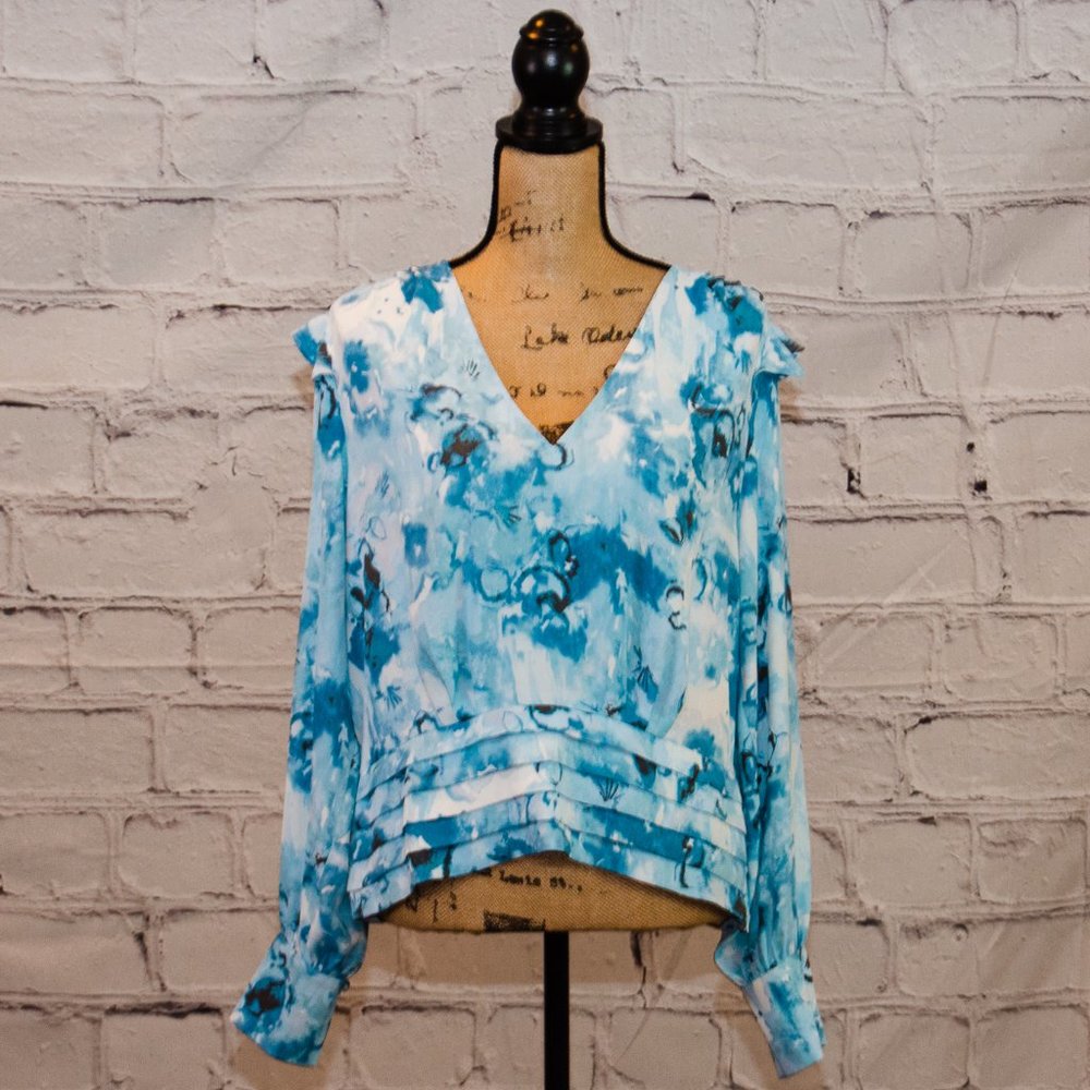 White House Black Market (WHBM) Long Sleeved Floral Blouse